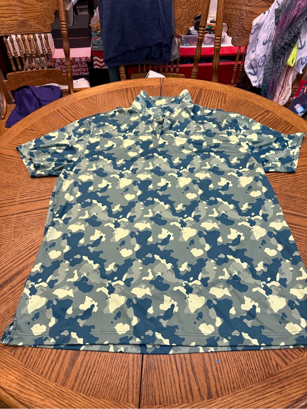 Etonic Men's Blue & Green Camo Short-Sleeve Polo
